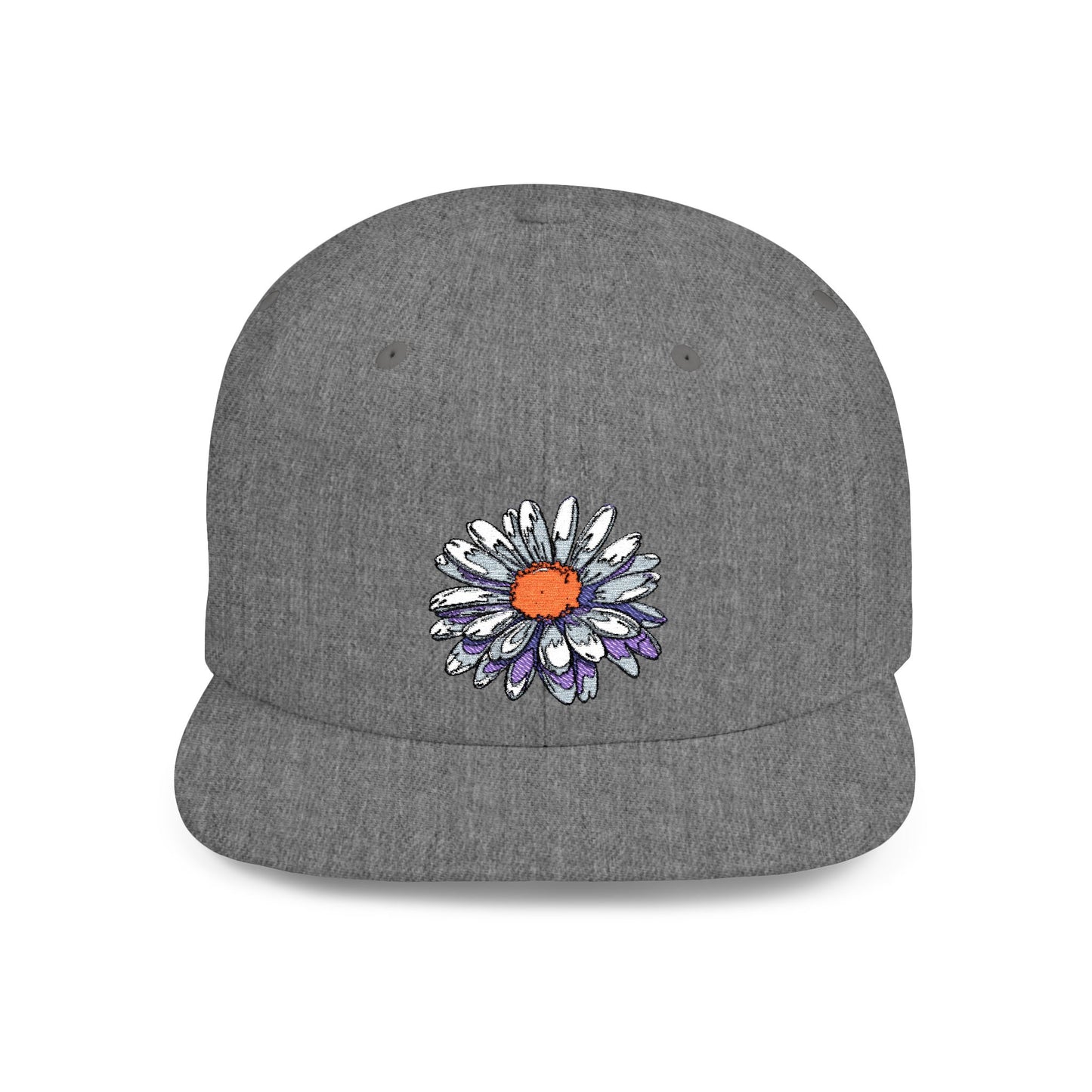 Daisy Flat Bill Snapback Hat - Floral Embroidery Cap for Spring & Summer Style