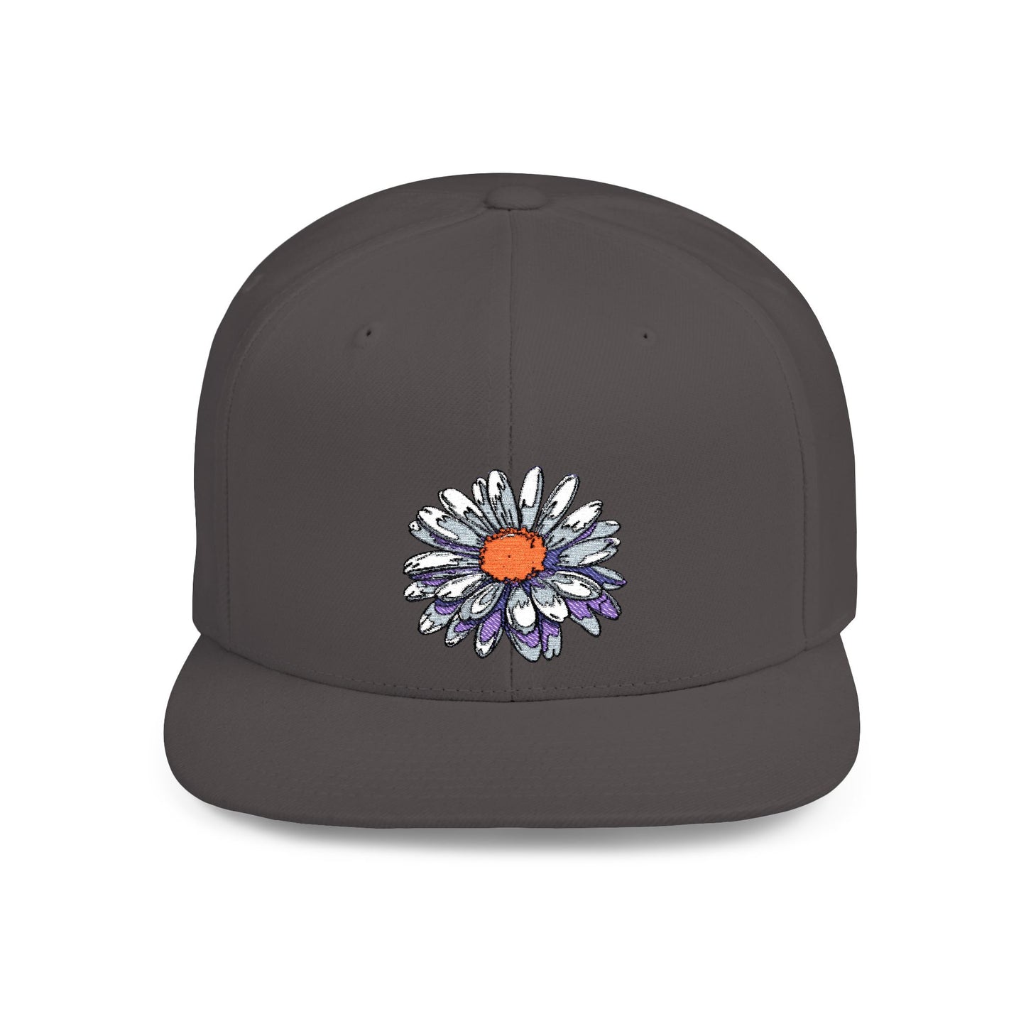 Daisy Flat Bill Snapback Hat - Floral Embroidery Cap for Spring & Summer Style