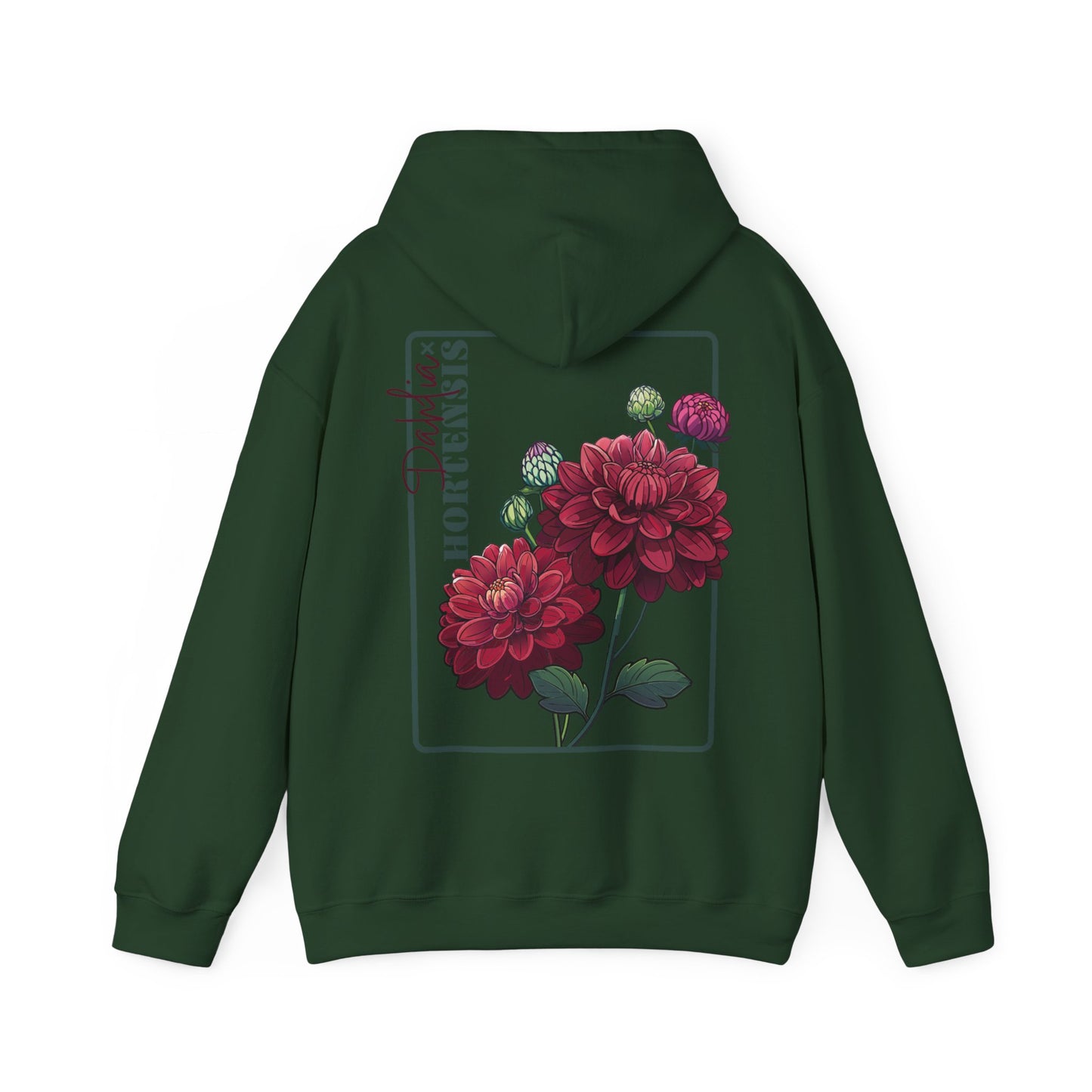Floral Embroidery Heavy Blend Hoodie - Cozy & Stylish Sweatshirt for Nature Lovers "Dahlie"