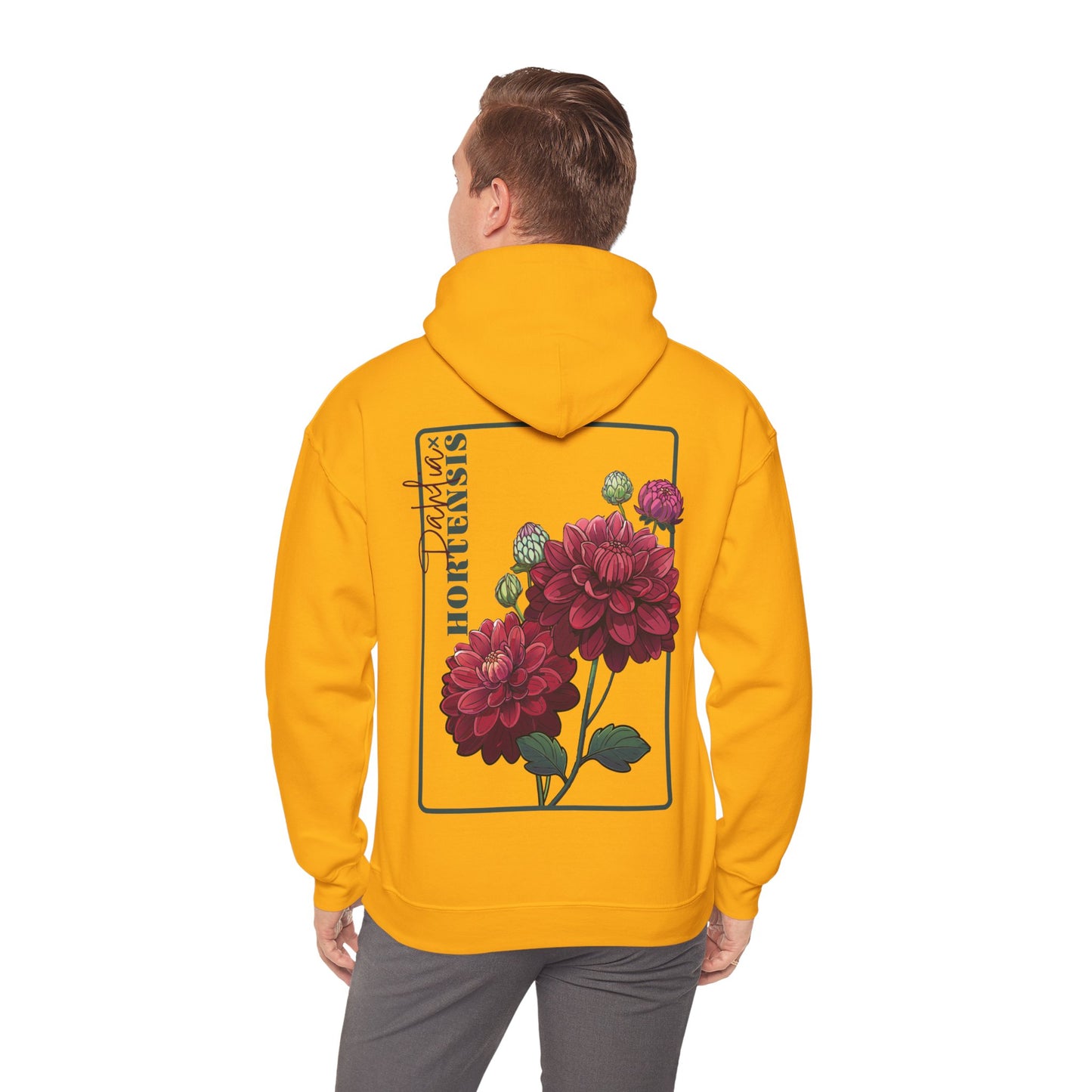 Floral Embroidery Heavy Blend Hoodie - Cozy & Stylish Sweatshirt for Nature Lovers "Dahlie"