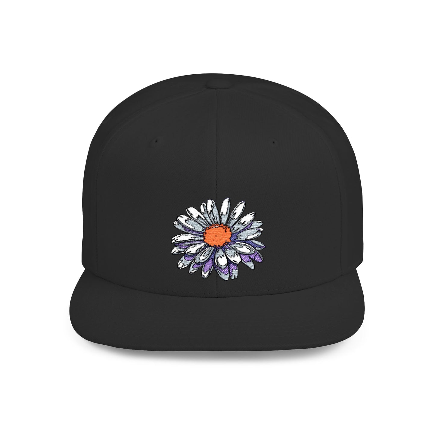 Daisy Flat Bill Snapback Hat - Floral Embroidery Cap for Spring & Summer Style