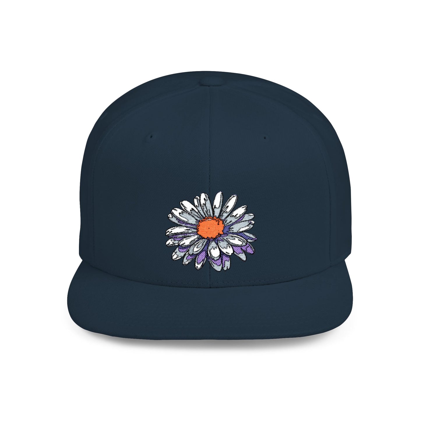 Daisy Flat Bill Snapback Hat - Floral Embroidery Cap for Spring & Summer Style