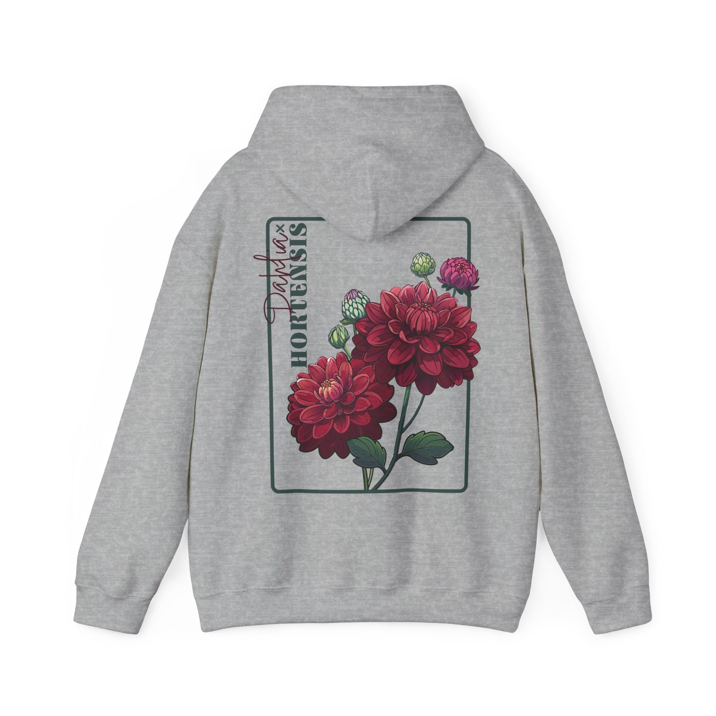 Floral Embroidery Heavy Blend Hoodie - Cozy & Stylish Sweatshirt for Nature Lovers "Dahlie"