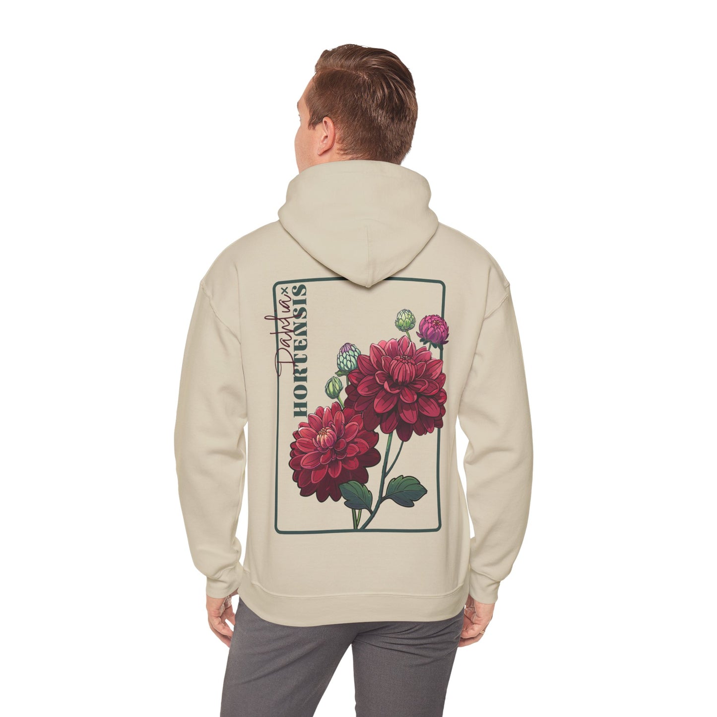 Floral Embroidery Heavy Blend Hoodie - Cozy & Stylish Sweatshirt for Nature Lovers "Dahlie"