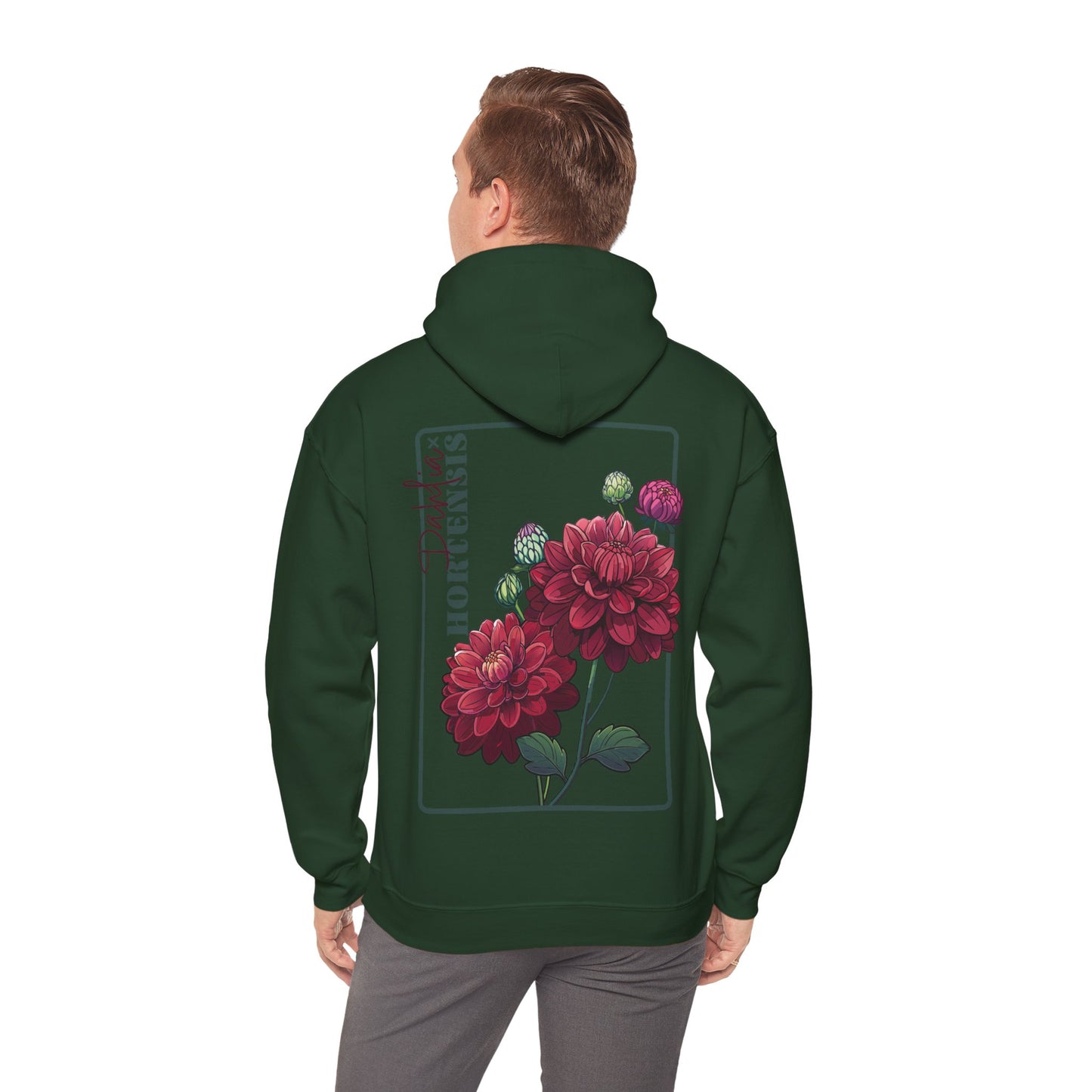 Floral Embroidery Heavy Blend Hoodie - Cozy & Stylish Sweatshirt for Nature Lovers "Dahlie"