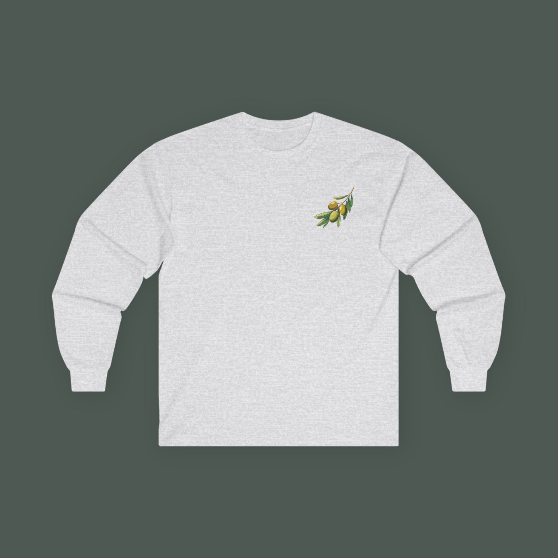 Olive Branch Long Sleeve Tee, Unisex Cotton T-Shirt, Organic Cotton Shirt, Eco-Friendly Apparel, Gift for Plant Lovers, Casual Wear