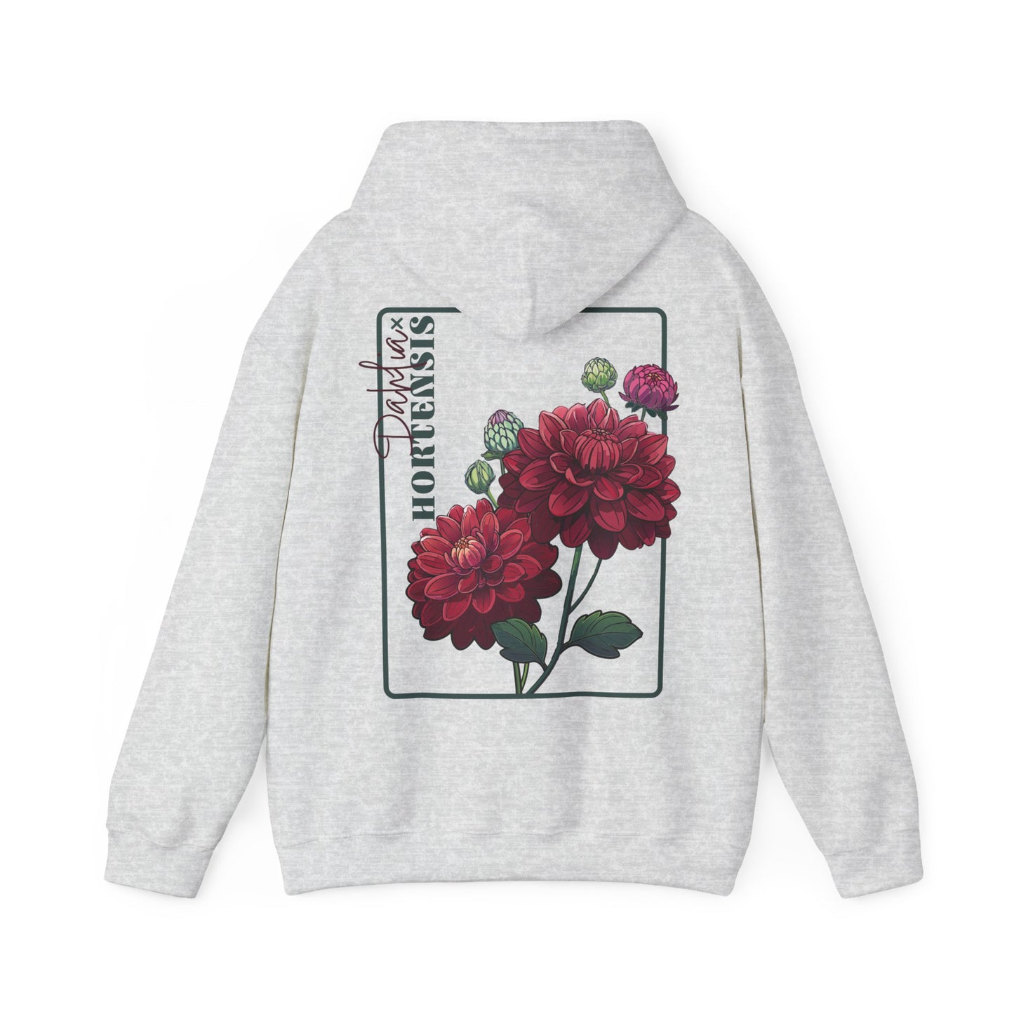 Floral Embroidery Heavy Blend Hoodie - Cozy & Stylish Sweatshirt for Nature Lovers "Dahlie"