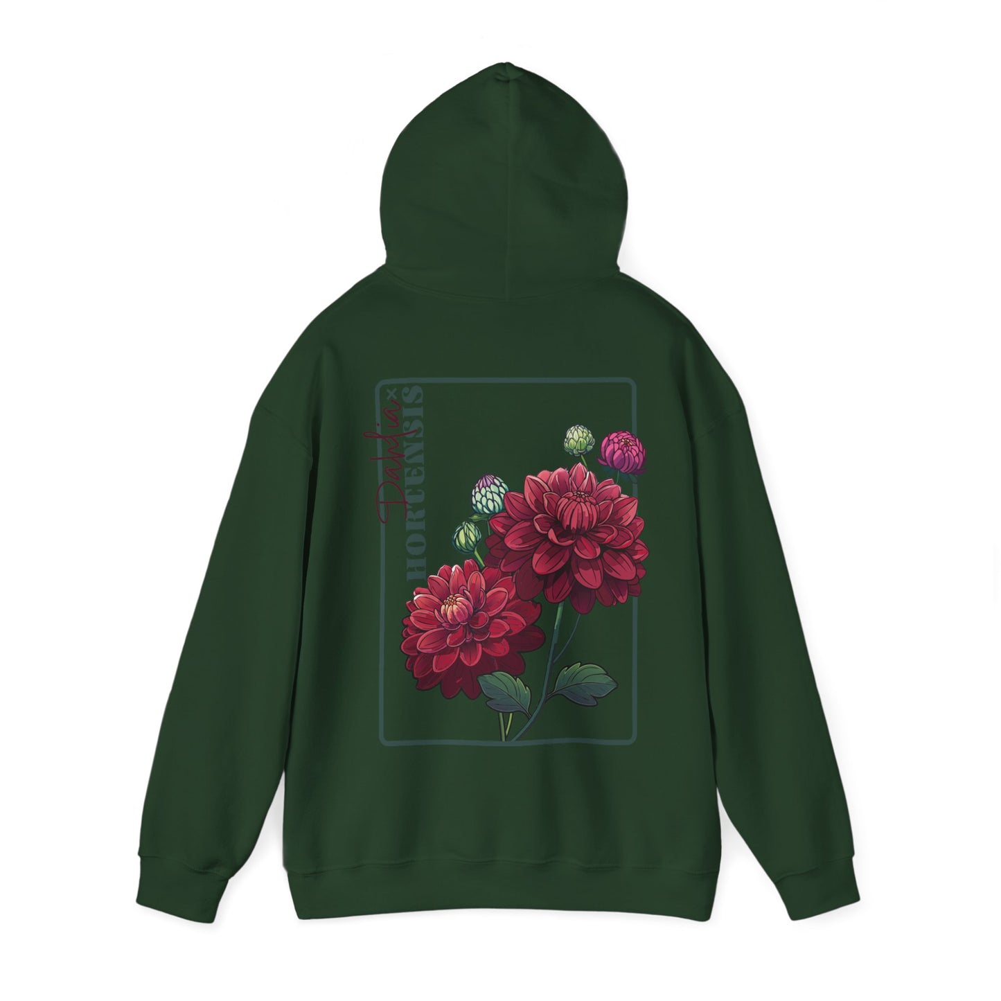 Floral Embroidery Heavy Blend Hoodie - Cozy & Stylish Sweatshirt for Nature Lovers "Dahlie"