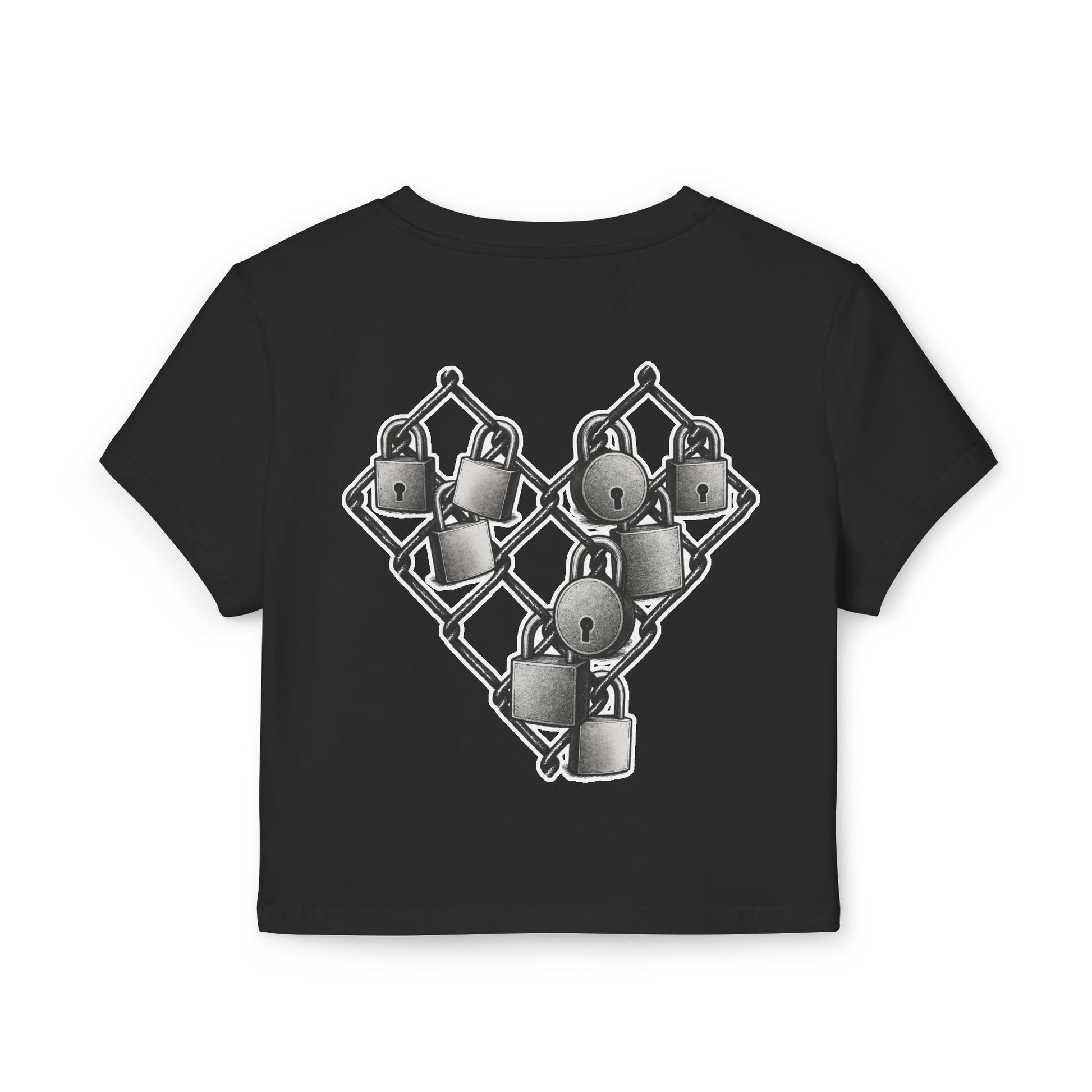 Trendy Women's Baby Tee with Heart Lock Design, Casual Top for Everyday Wear