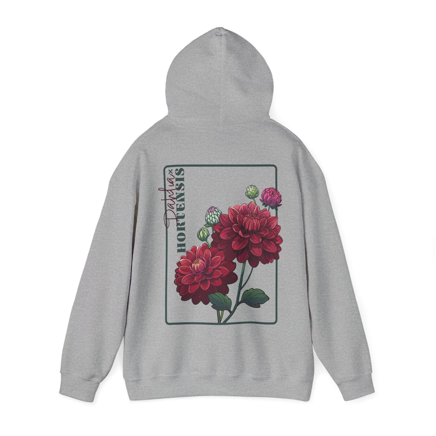 Floral Embroidery Heavy Blend Hoodie - Cozy & Stylish Sweatshirt for Nature Lovers "Dahlie"