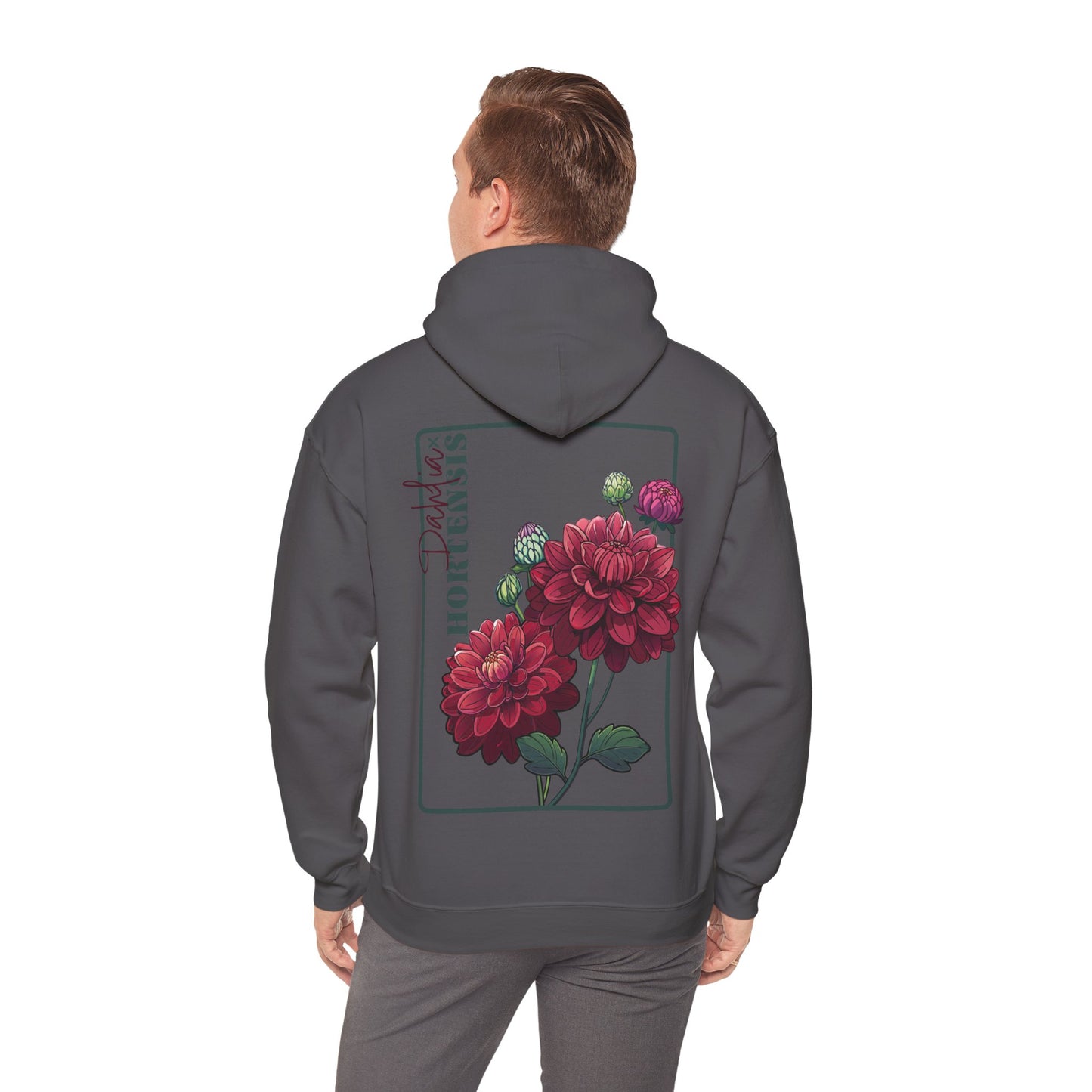 Floral Embroidery Heavy Blend Hoodie - Cozy & Stylish Sweatshirt for Nature Lovers "Dahlie"