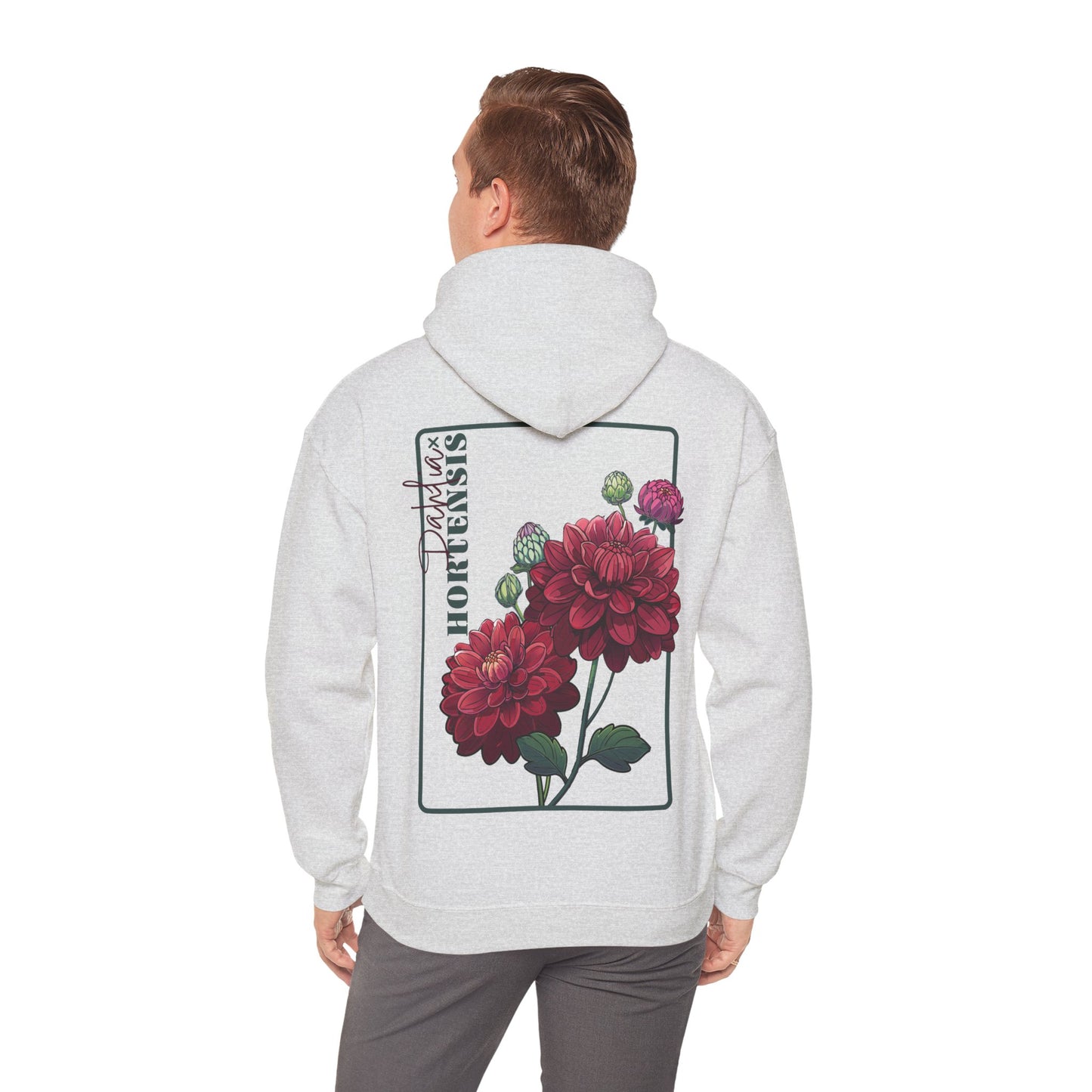 Floral Embroidery Heavy Blend Hoodie - Cozy & Stylish Sweatshirt for Nature Lovers "Dahlie"