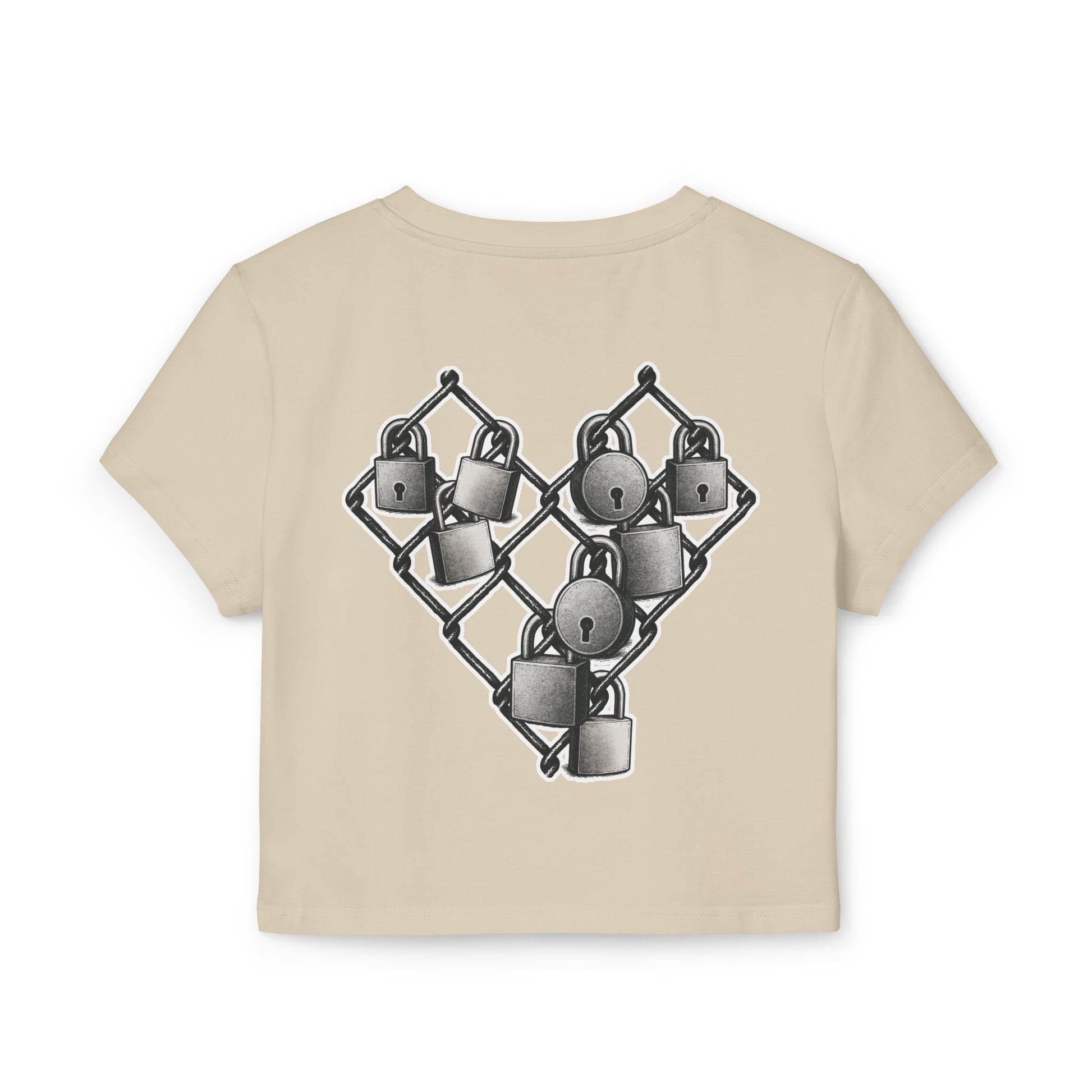 Trendy Women's Baby Tee with Heart Lock Design, Casual Top for Everyday Wear