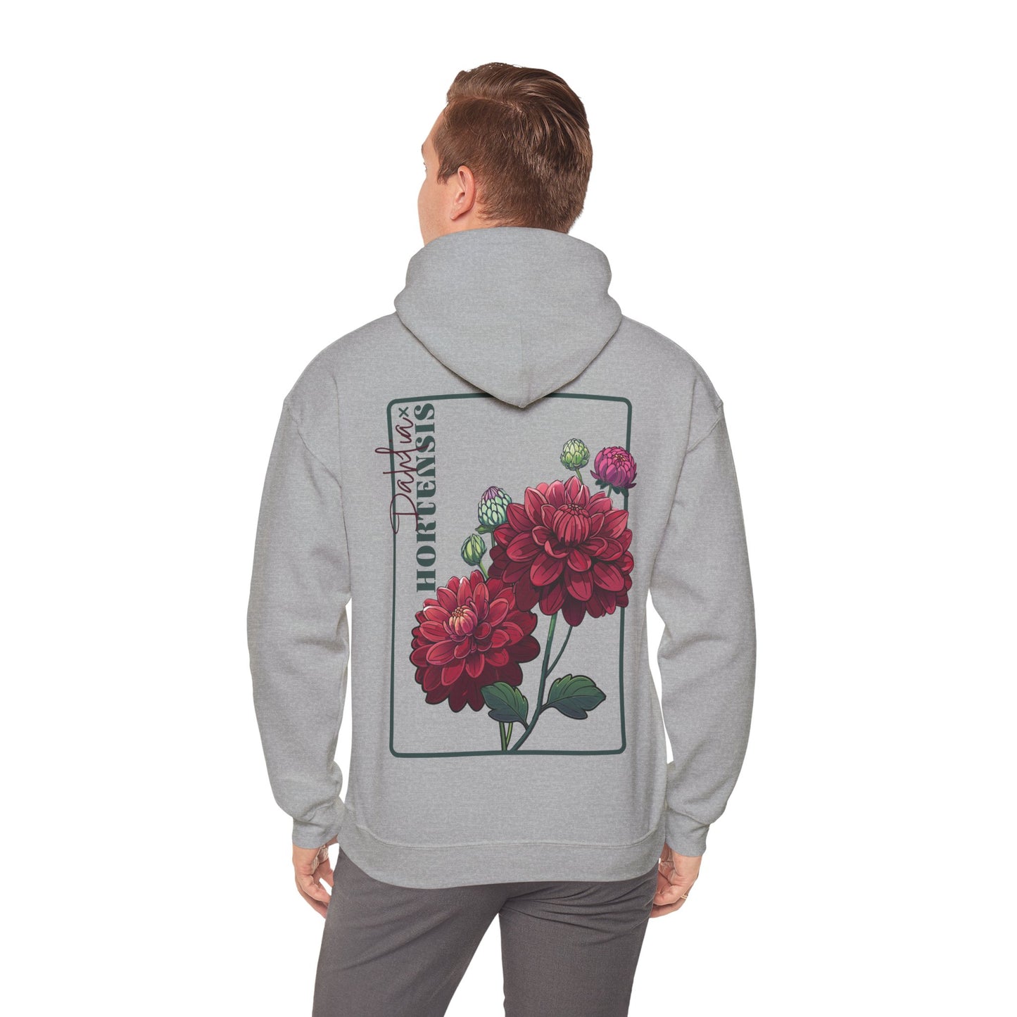 Floral Embroidery Heavy Blend Hoodie - Cozy & Stylish Sweatshirt for Nature Lovers "Dahlie"