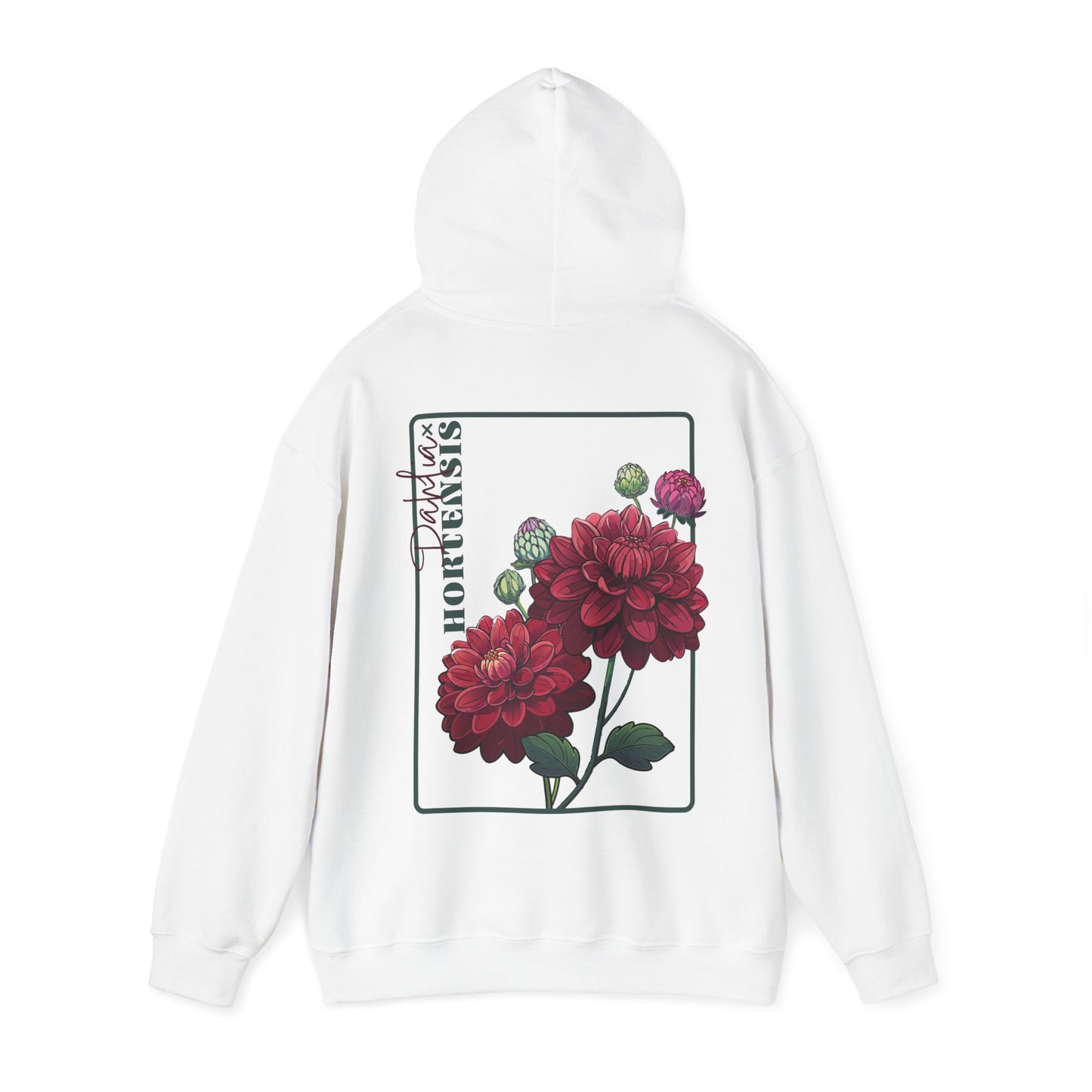 Floral Embroidery Heavy Blend Hoodie - Cozy & Stylish Sweatshirt for Nature Lovers "Dahlie"