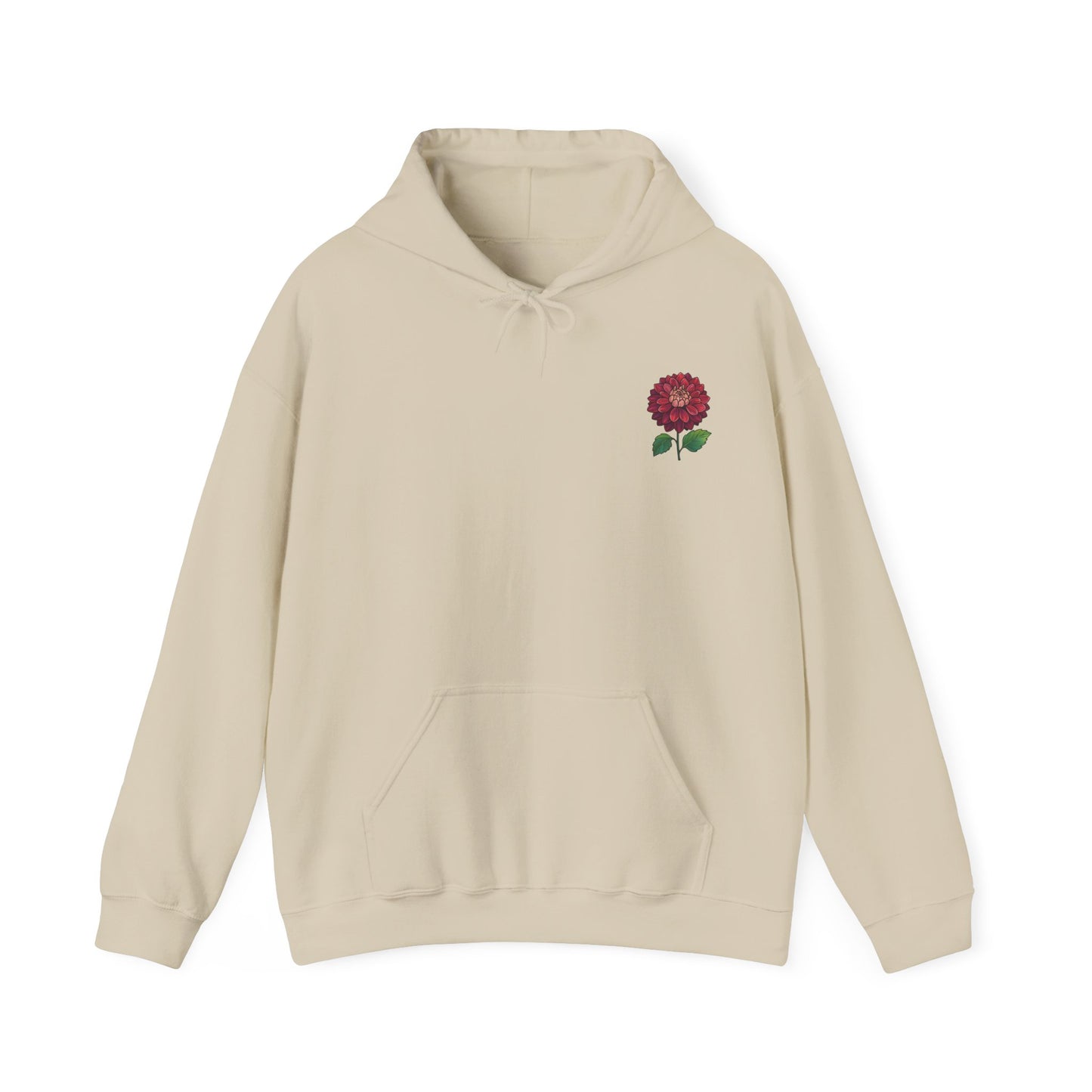 Floral Embroidery Heavy Blend Hoodie - Cozy & Stylish Sweatshirt for Nature Lovers "Dahlie"