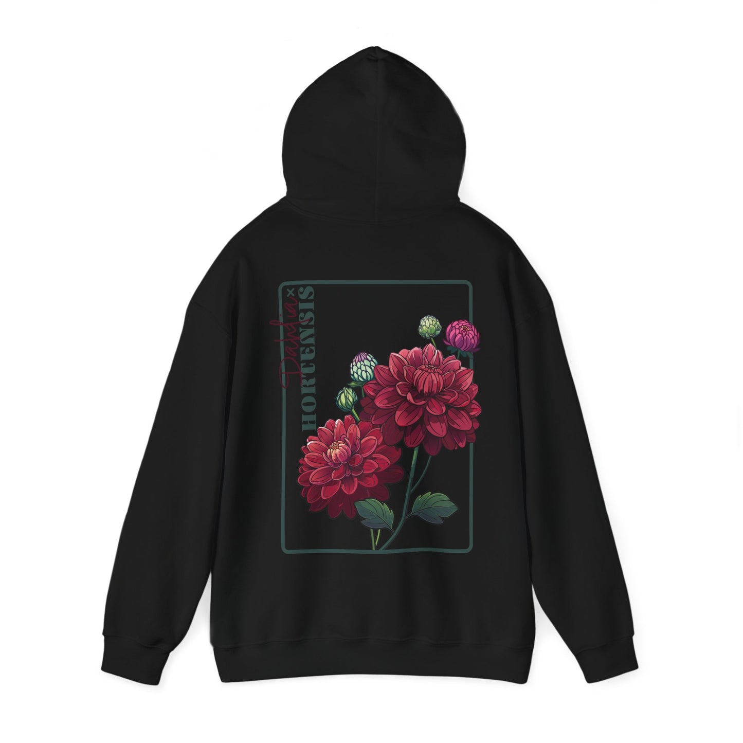 Floral Embroidery Heavy Blend Hoodie - Cozy & Stylish Sweatshirt for Nature Lovers "Dahlie"