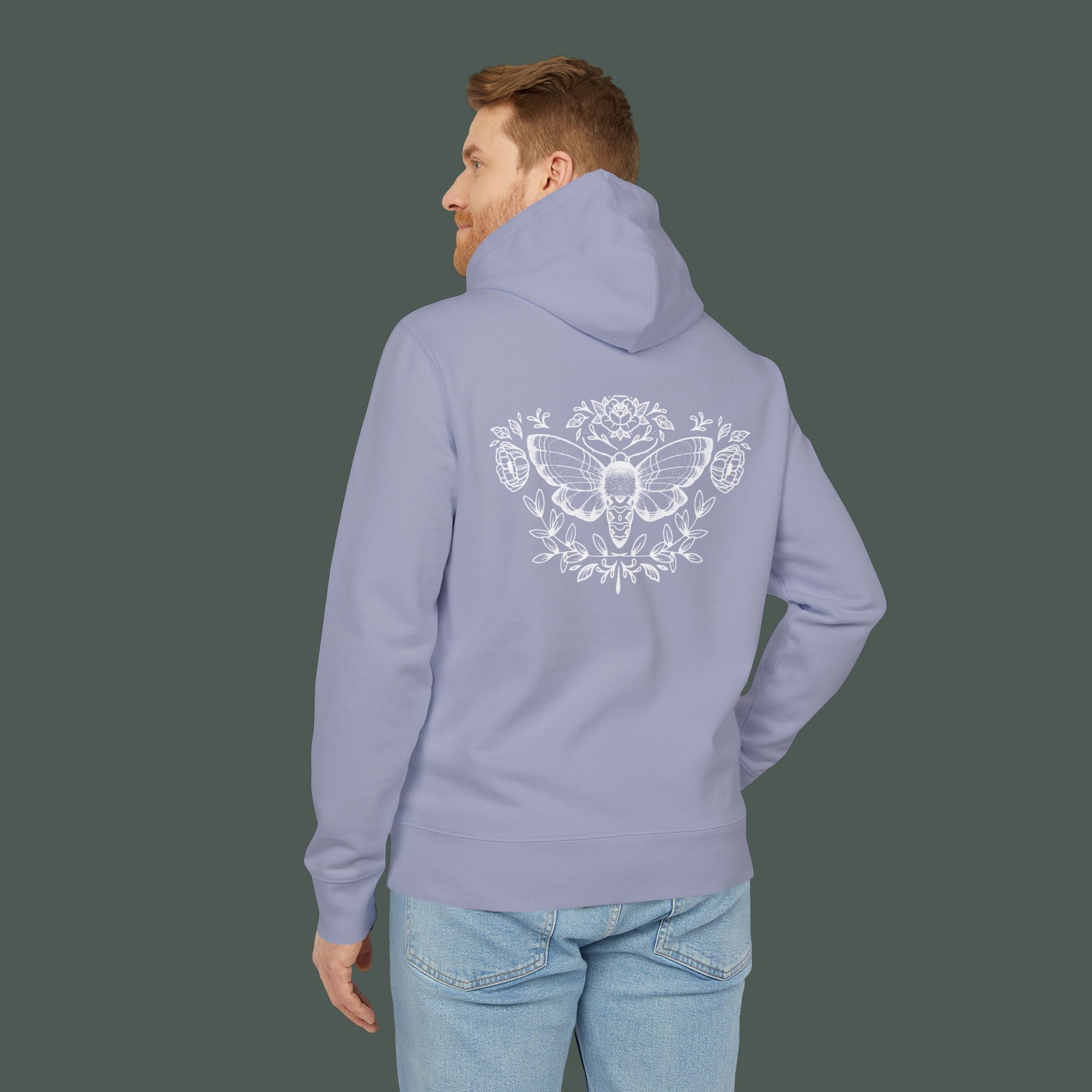 Moth Emblem Unisex Cruiser Hoodie, Cozy Casual Wear, Gift for Nature Lovers, Spring Fashion, Wildlife Apparel