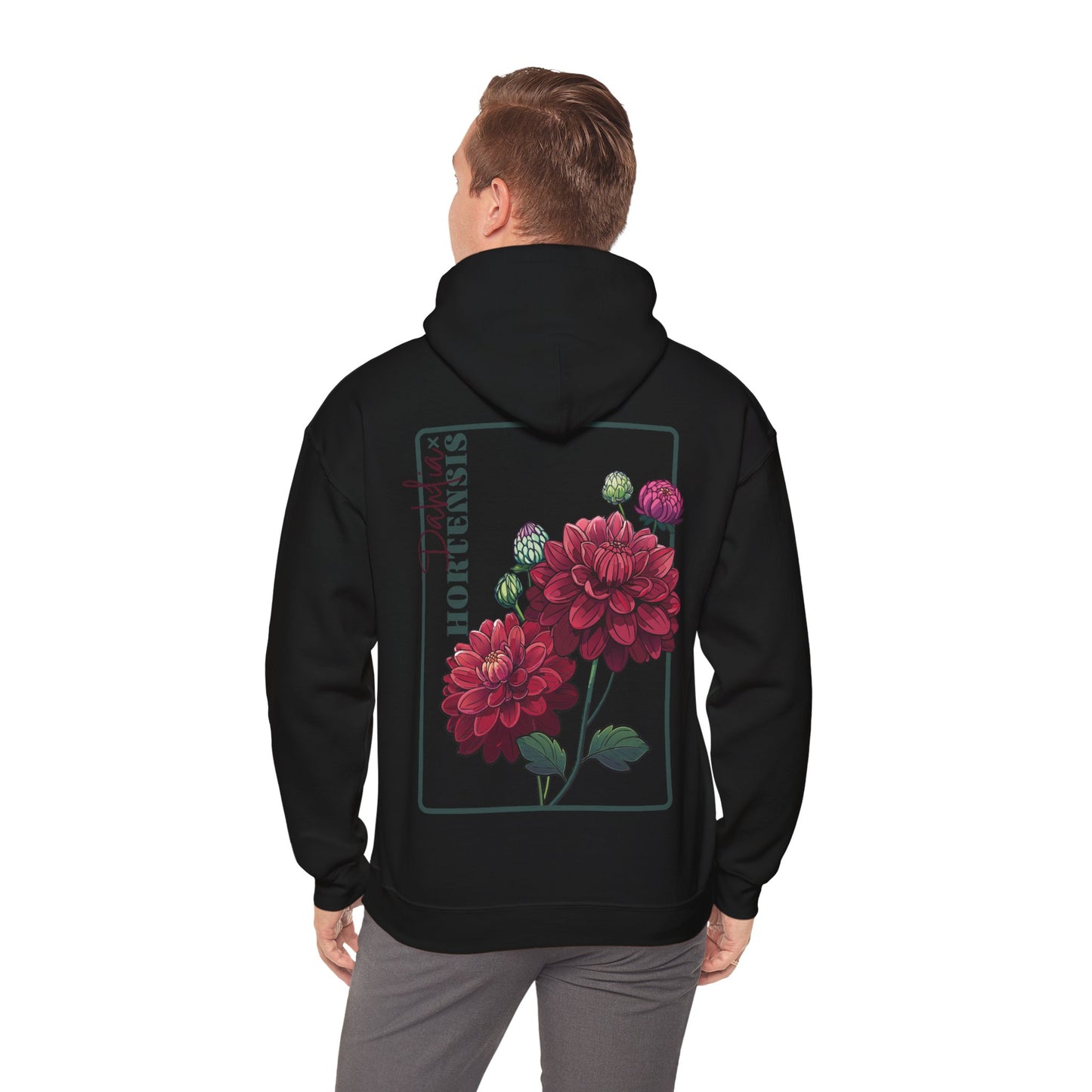 Floral Embroidery Heavy Blend Hoodie - Cozy & Stylish Sweatshirt for Nature Lovers "Dahlie"