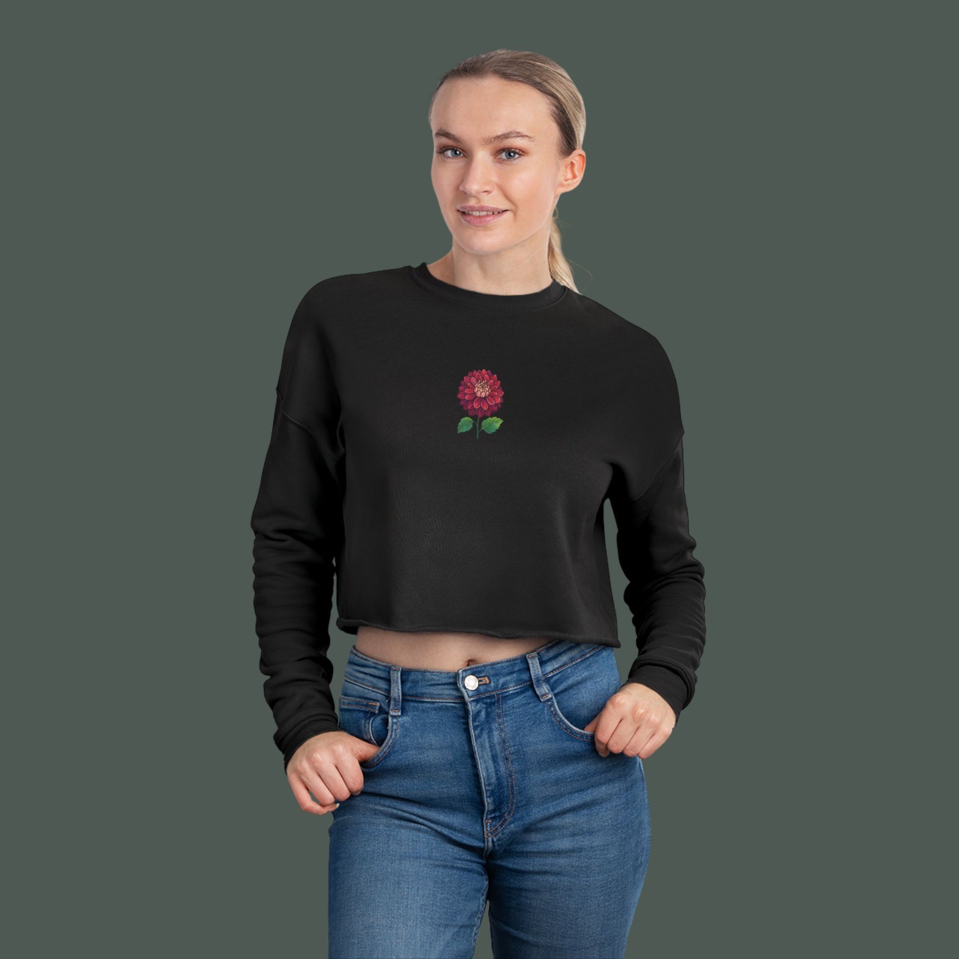 Floral Women's Cropped Sweatshirt, Casual Spring Fashion, Gift for Mom, Stylish Athleisure, Cute Sweatshirt for Girls