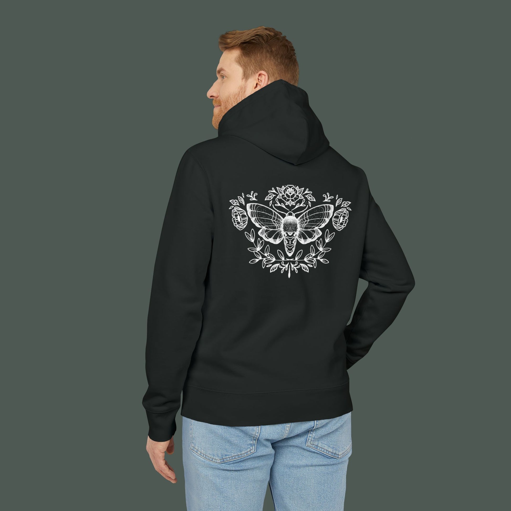 Moth Emblem Unisex Cruiser Hoodie, Cozy Casual Wear, Gift for Nature Lovers, Spring Fashion, Wildlife Apparel