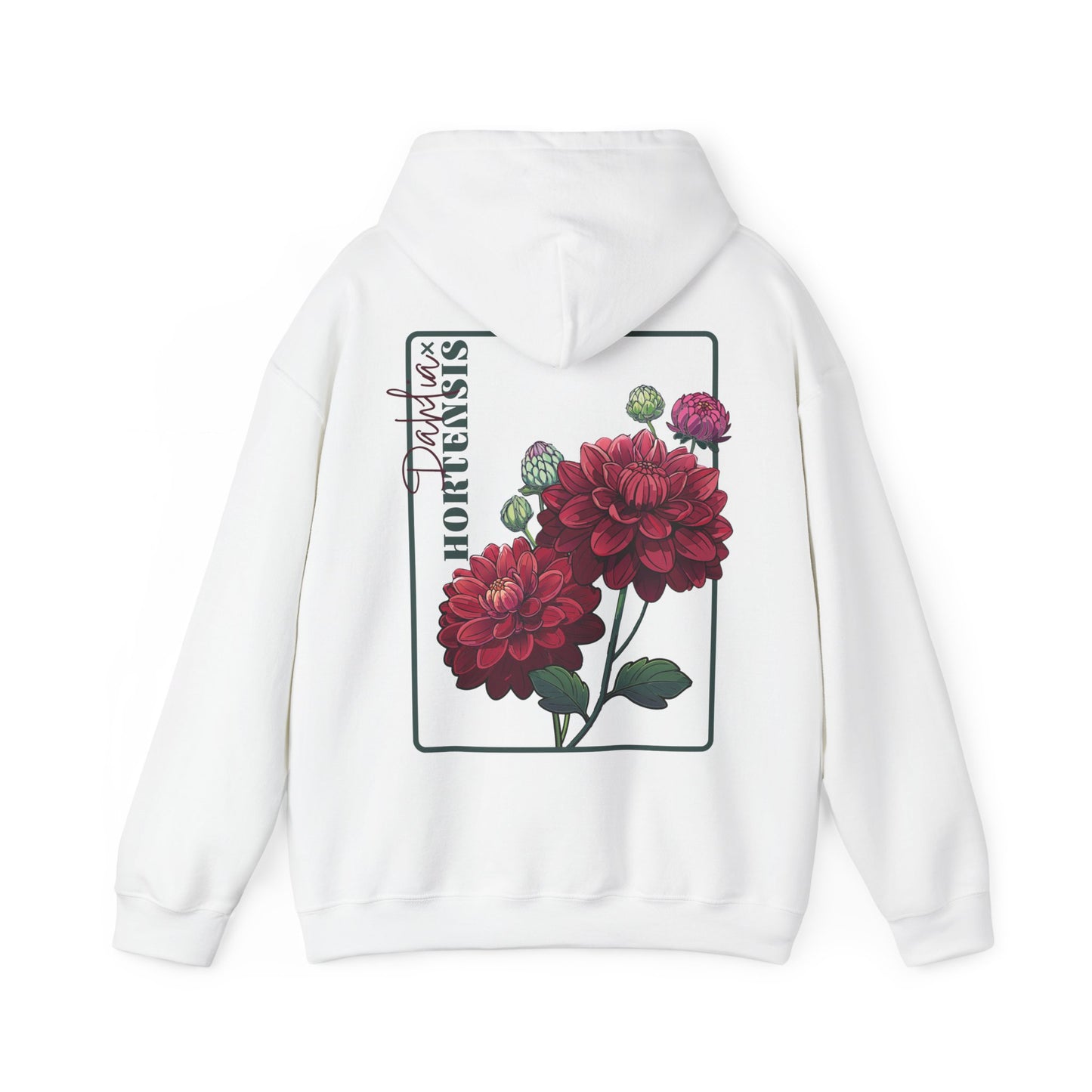 Floral Embroidery Heavy Blend Hoodie - Cozy & Stylish Sweatshirt for Nature Lovers "Dahlie"
