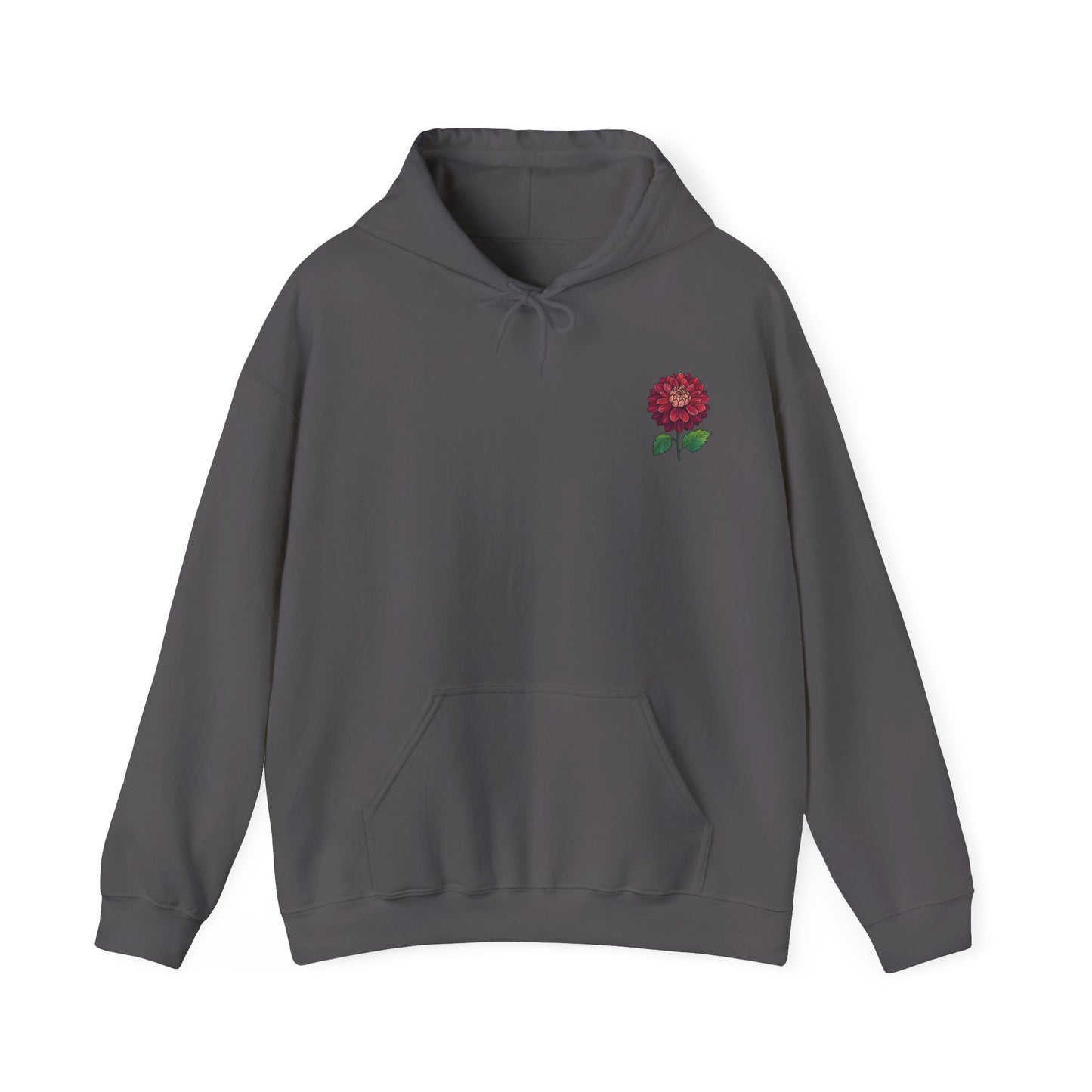Floral Embroidery Heavy Blend Hoodie - Cozy & Stylish Sweatshirt for Nature Lovers "Dahlie"