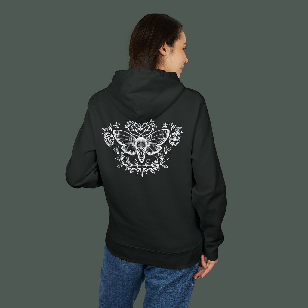Moth Emblem Unisex Cruiser Hoodie, Cozy Casual Wear, Gift for Nature Lovers, Spring Fashion, Wildlife Apparel