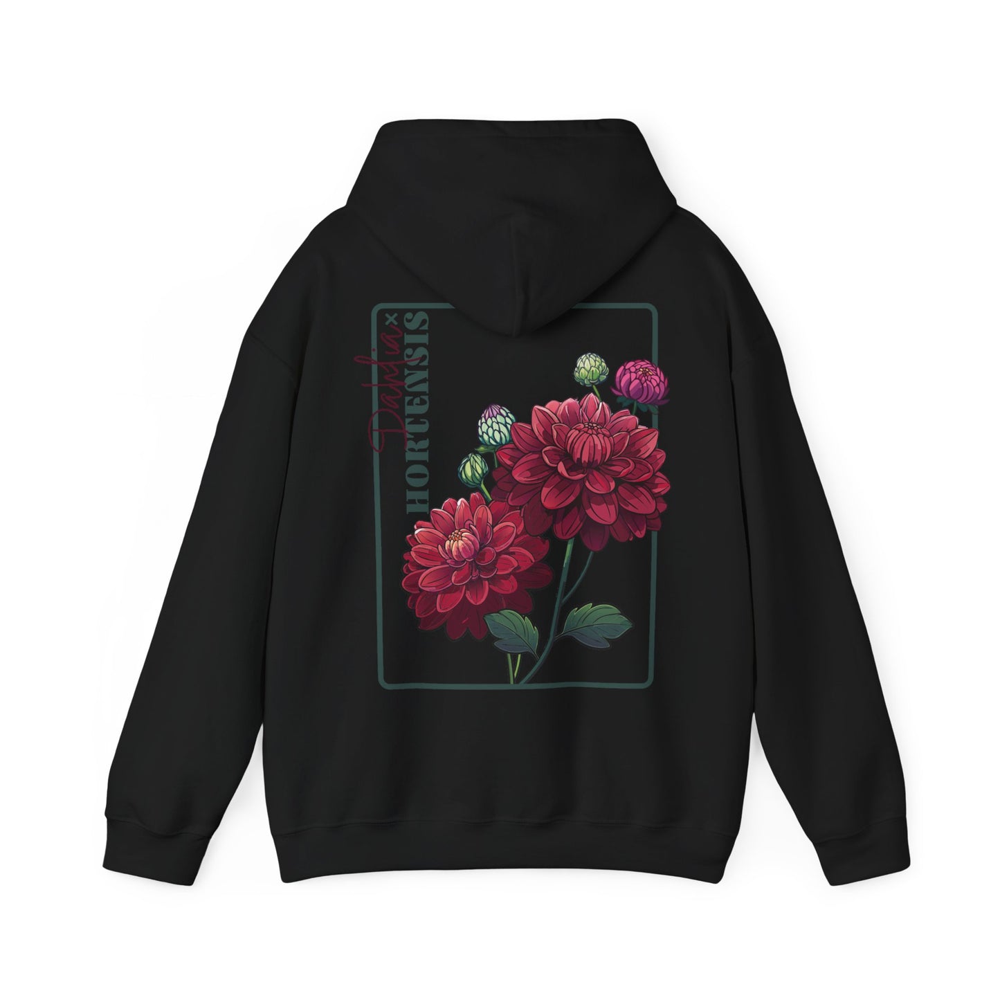 Floral Embroidery Heavy Blend Hoodie - Cozy & Stylish Sweatshirt for Nature Lovers "Dahlie"