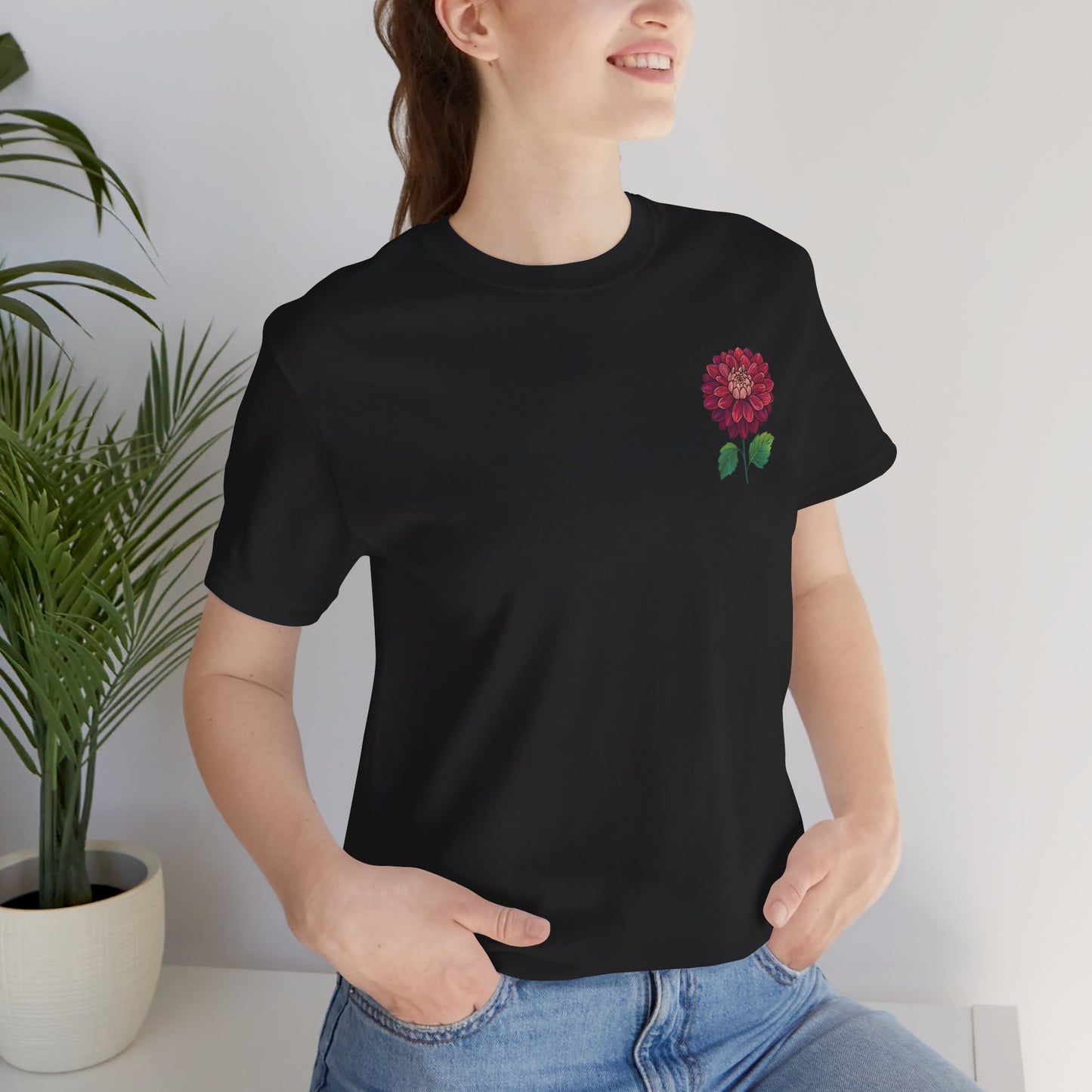 Floral Graphic Tee - Vintage Dahlia Design for Nature Lovers
