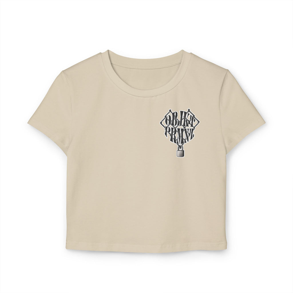 Trendy Women's Baby Tee with Heart Lock Design, Casual Top for Everyday Wear