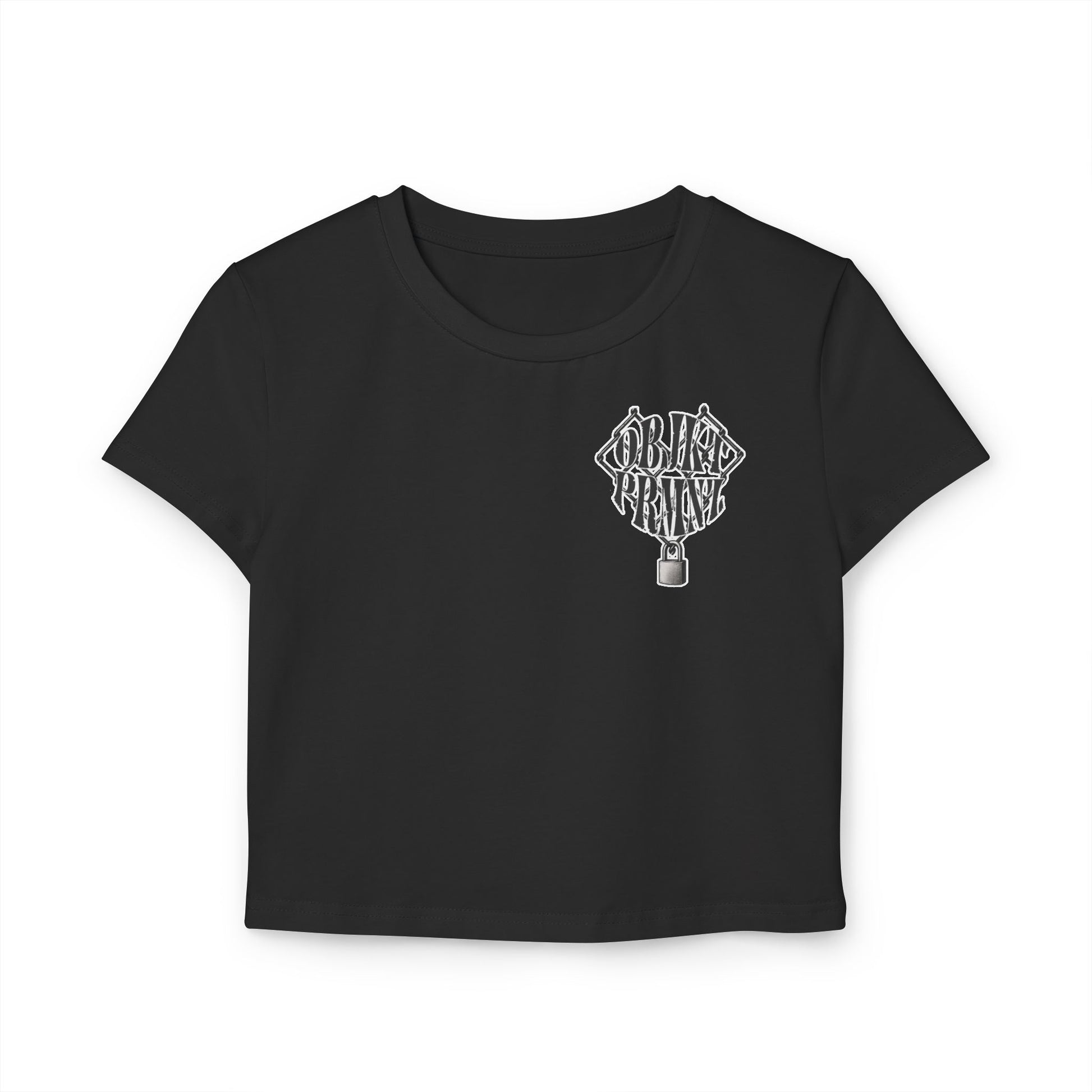 Trendy Women's Baby Tee with Heart Lock Design, Casual Top for Everyday Wear