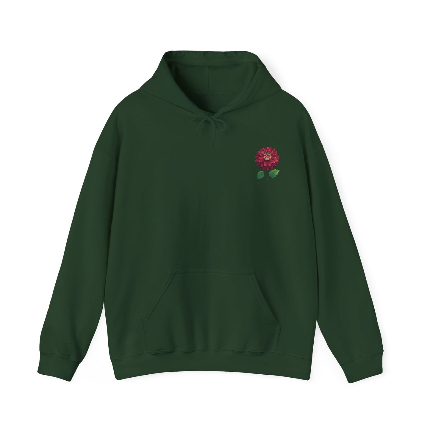 Floral Embroidery Heavy Blend Hoodie - Cozy & Stylish Sweatshirt for Nature Lovers "Dahlie"