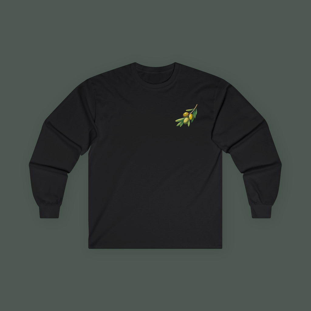 Olive Branch Long Sleeve Tee, Unisex Cotton T-Shirt, Organic Cotton Shirt, Eco-Friendly Apparel, Gift for Plant Lovers, Casual Wear