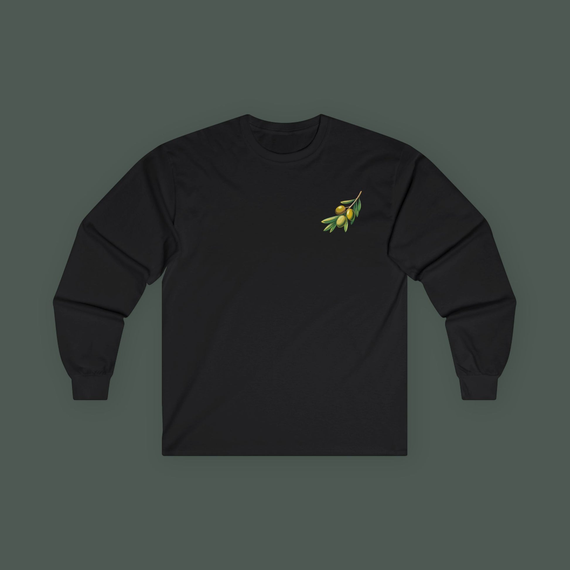 Olive Branch Long Sleeve Tee, Unisex Cotton T-Shirt, Organic Cotton Shirt, Eco-Friendly Apparel, Gift for Plant Lovers, Casual Wear