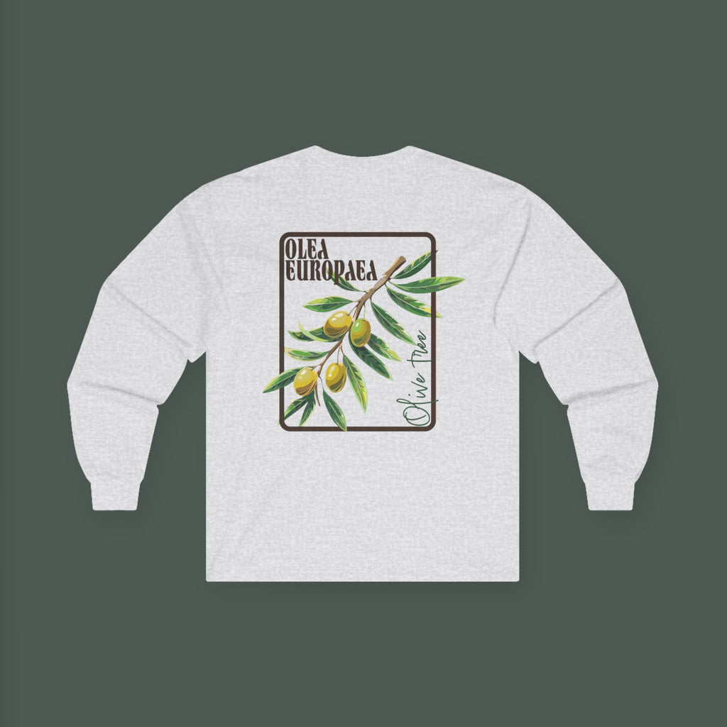 Olive Branch Long Sleeve Tee, Unisex Cotton T-Shirt, Organic Cotton Shirt, Eco-Friendly Apparel, Gift for Plant Lovers, Casual Wear