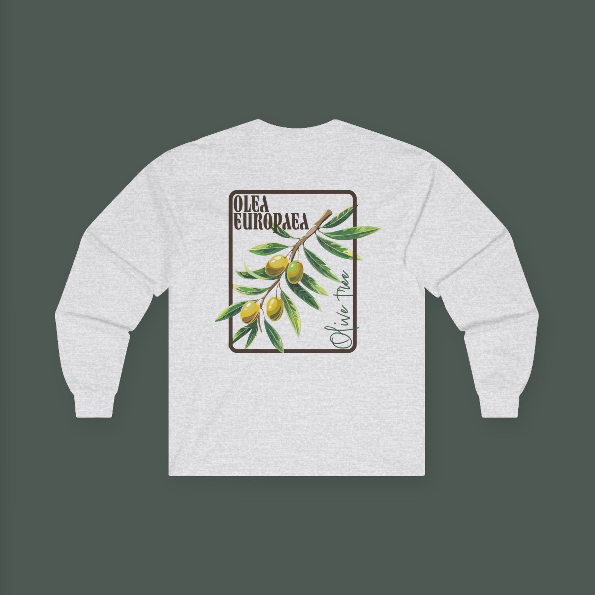 Olive Branch Long Sleeve Tee, Unisex Cotton T-Shirt, Organic Cotton Shirt, Eco-Friendly Apparel, Gift for Plant Lovers, Casual Wear
