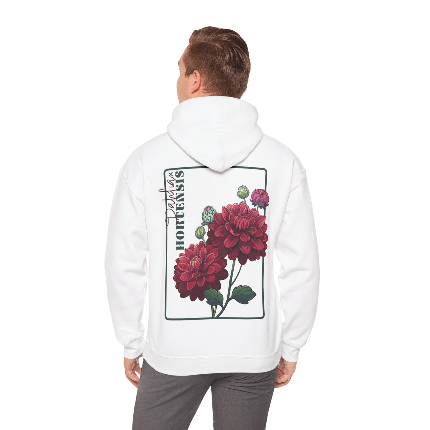 Floral Embroidery Heavy Blend Hoodie - Cozy & Stylish Sweatshirt for Nature Lovers "Dahlie"