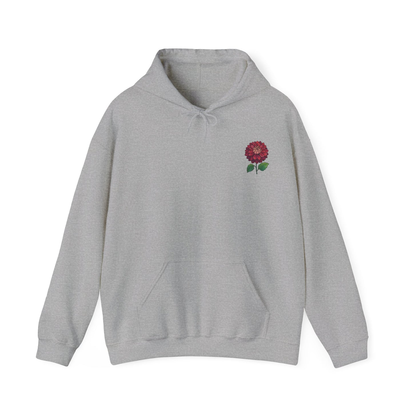 Floral Embroidery Heavy Blend Hoodie - Cozy & Stylish Sweatshirt for Nature Lovers "Dahlie"
